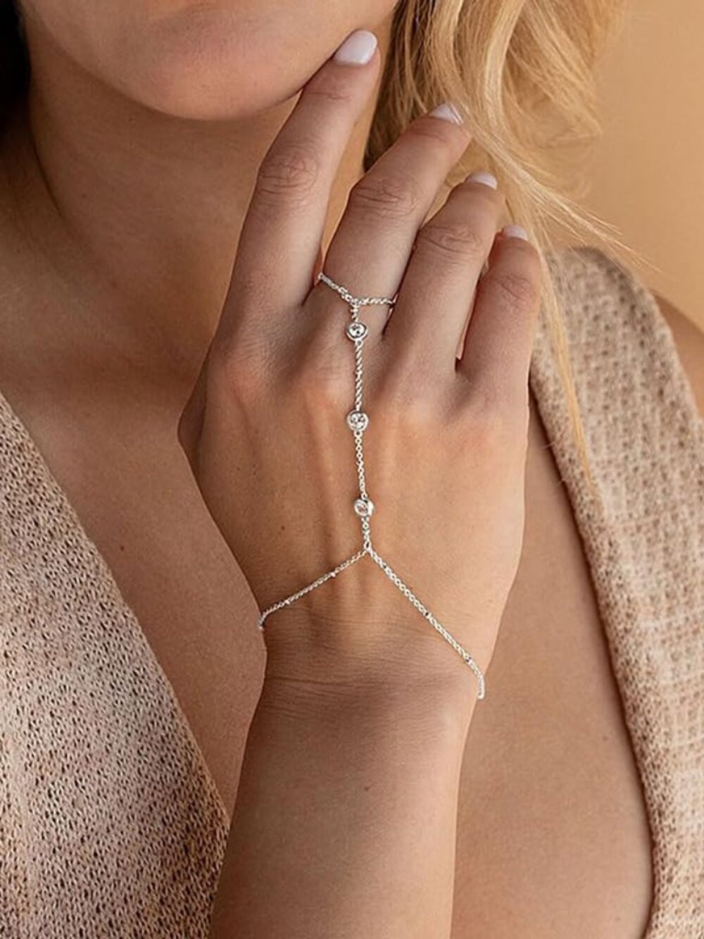 New - Hand Chain Bracelet For Women Ring Bracelet Hand Chainโ Gold Silver F